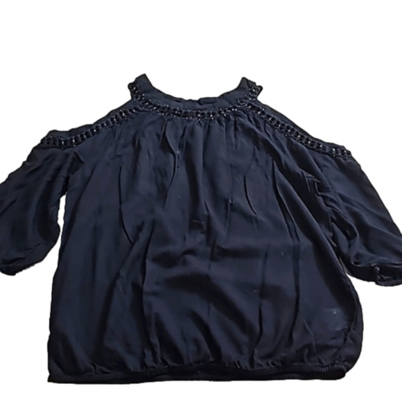 I.N.C International Concepts Blouse cold shoulders black medium - Picture 1 of 7